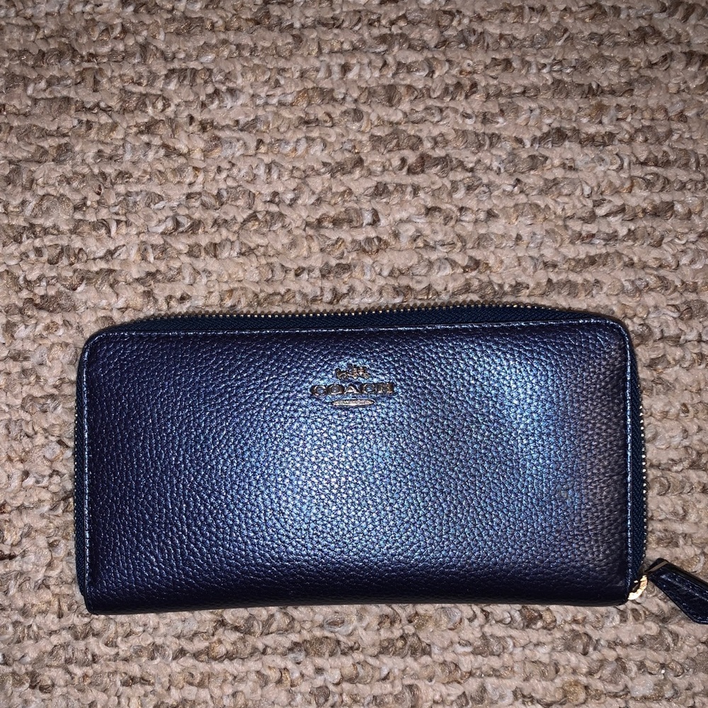 Blue Coach zipper wallet